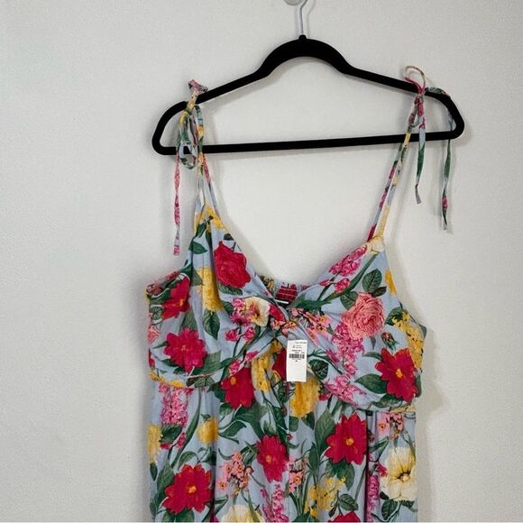 NWT Old Navy Multicolored Floral Jumpsuit Womens XL Linen Blend Boho Cottagecore - Picture 5 of 15